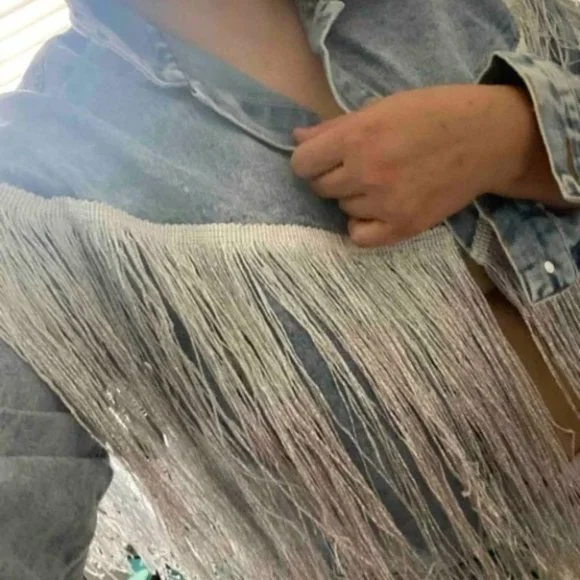Sexy Fringe Trim Denim Jacket - Picture 8 of 11